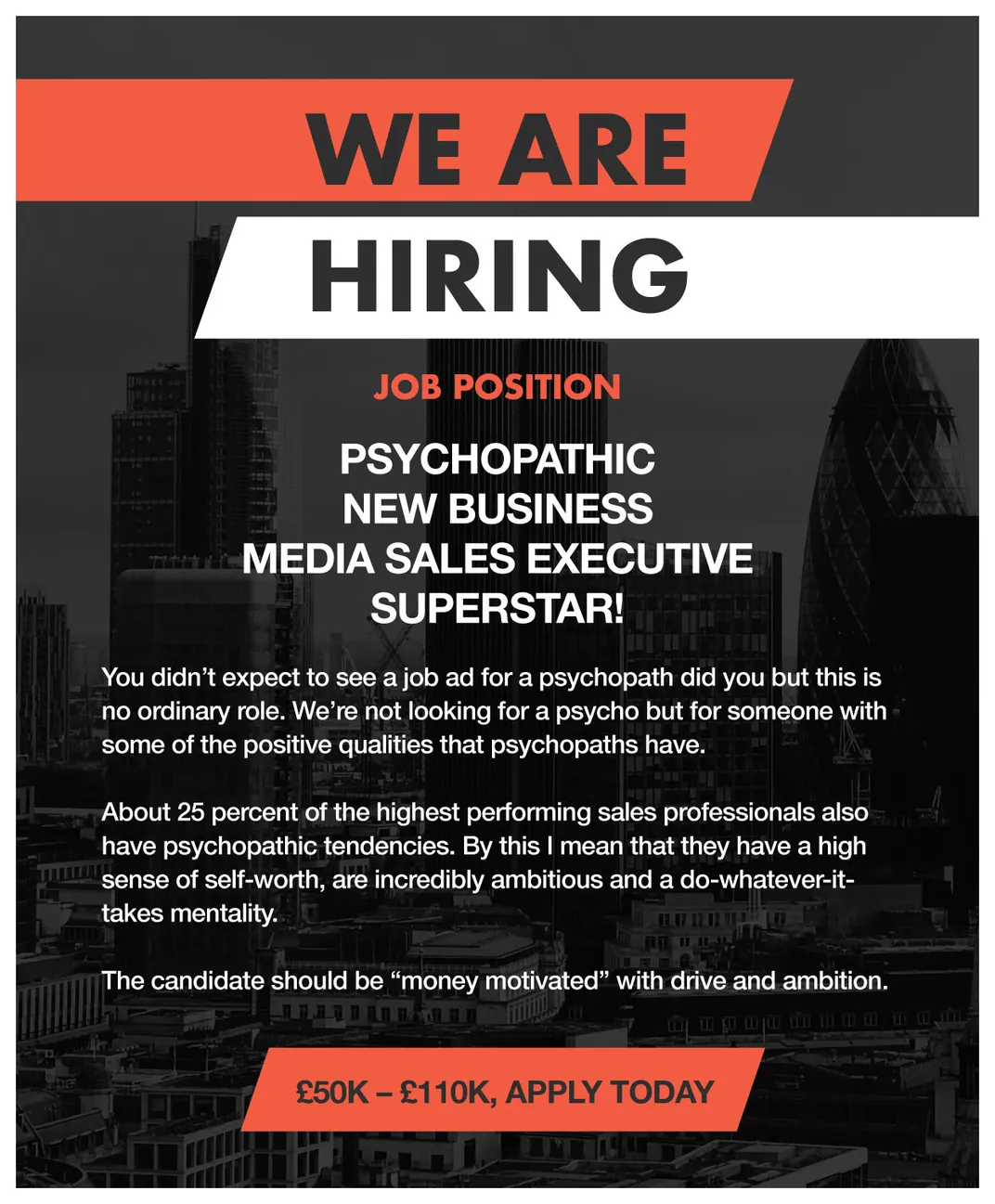 Psychopath Job Posting Ad
