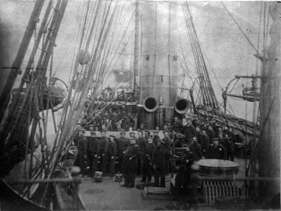 The crew of the USS Kearsarge, photographed shortly after battle with the CSS&nbsp;Alabama