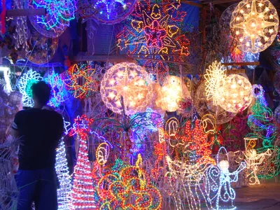 A kaleidoscope of Christmas lights creates a satisfying spectacle for the eyes.
