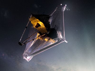 An artist&#39;s illustration of the James Webb Space Telescope