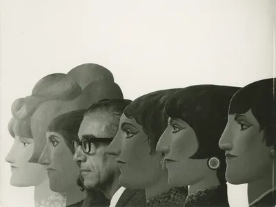 Leo Lionni with profile cut outs, c. 1970