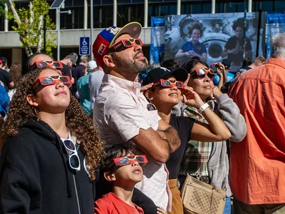 Solar eclipse viewers at NASA&rsquo;s Johnson Space Center on October 14, 2023