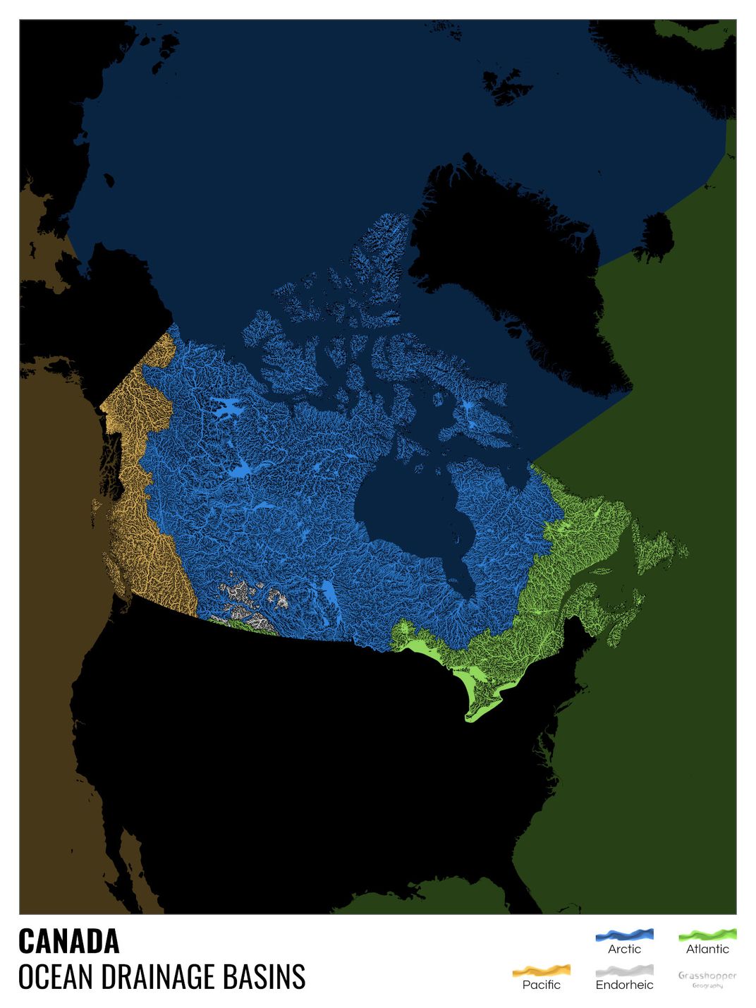 Ocean Drainage Basin Map of Canada
