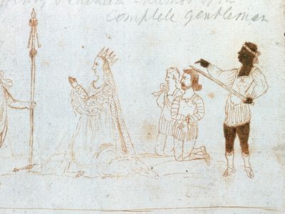 This drawing of a performance of Shakespeare's Titus Andronicus has given scholars an understanding of how blackface was used in Elizabethan England.