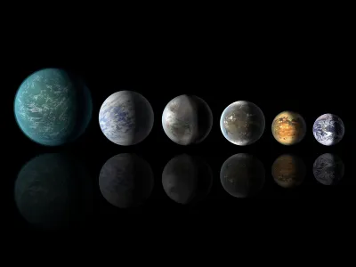 An artist&rsquo;s rendering of a pantheon of planets similar to Earth