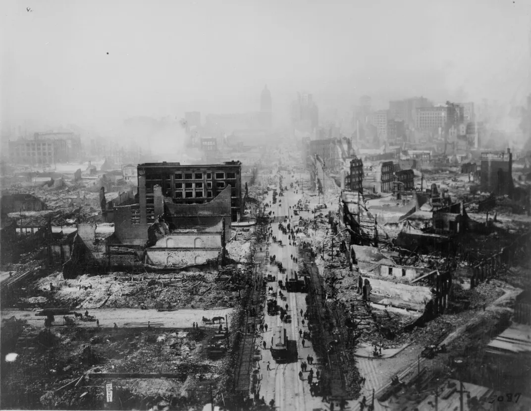 destruction in city streets after an earthquake