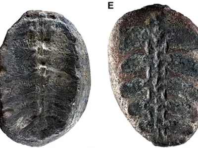 Two fossilized specimens, each less than 2.5 inches in length, were originally thought to be plants. Now, scientists say they are preserved hatchling turtles.