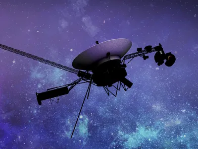 An artist&#39;s rendering of one of the Voyager spacecrafts.